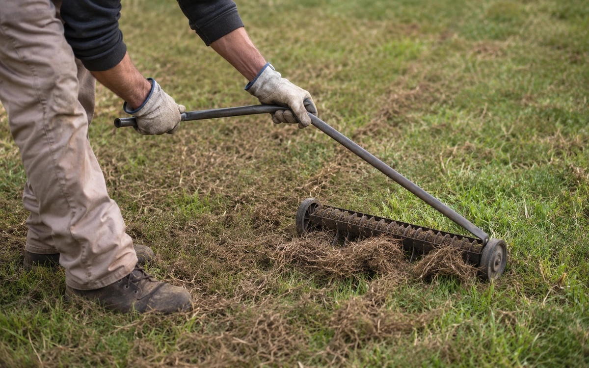 Lawn dethatching contractor